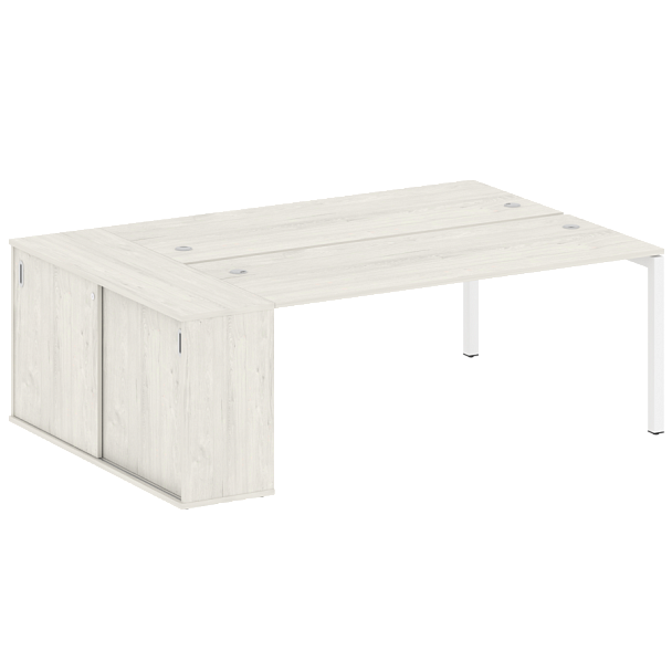 Metal System Quattro Р. ст. с шкафом-купе на П-образном м/к 50БП.РС-СШК-1.5 Т Дуб наварра/Белый металл 2210*1475*750 - Вид 1