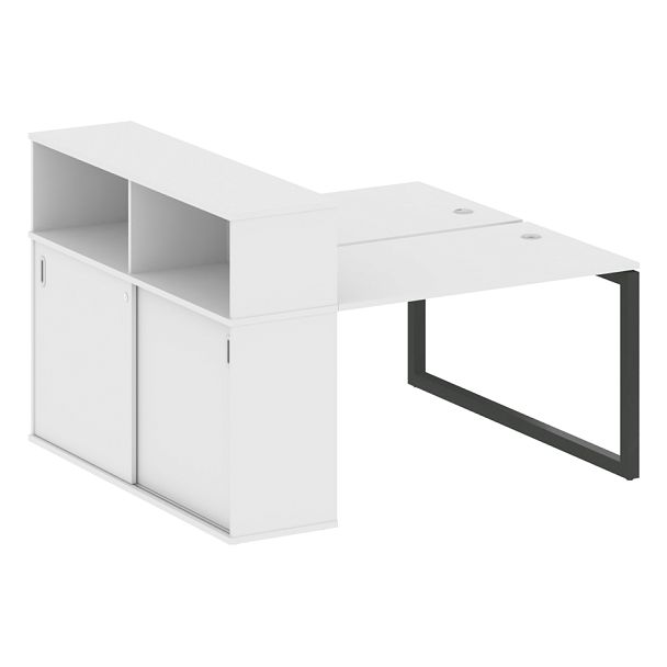 Metal System Quattro Р. ст. с шкафом-купе на О-образном м/к 50БО.РС-СШК-2.2 Т Белый/Антрацит металл 1610*1475*1098 - Вид 1