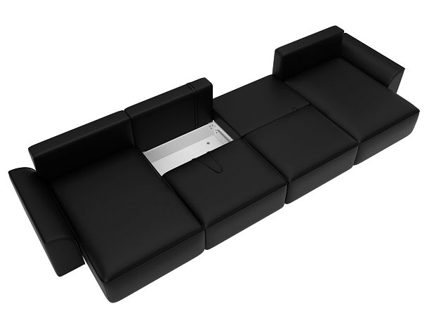 Диван п-образный Лига-048 НПБ лонг Экокожа черный - Вид 8