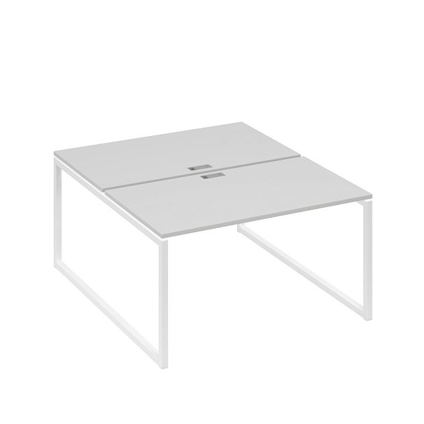 Рабочая станция QUATTRO (2х140) опоры металлокаркас A4 А4 Б4 177 БП серый / металлокаркас белый - Вид 1