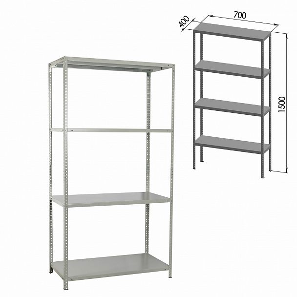 Стеллаж металлический BRABIX "MS-150/40/70-4", 1500х700х400 мм, 4 полки, 291101, S241BR044402 - Вид 4