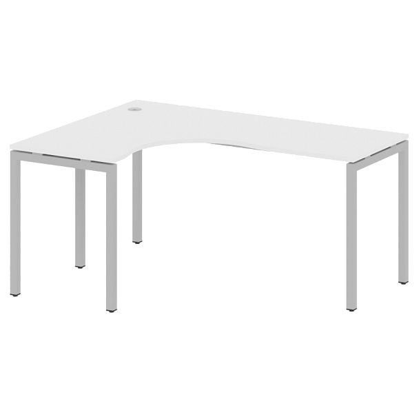 Metal System Quattro Стол криволинейный левый на П-образном м/к 40БП.СА-4 (L) Белый/Серый металл 1600*1200*750 - Вид 1