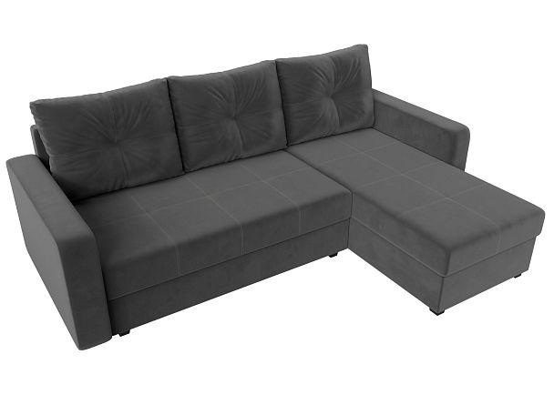 Диван угловой Ливерпуль Лайт правый угол Велюр серый - Вид 5