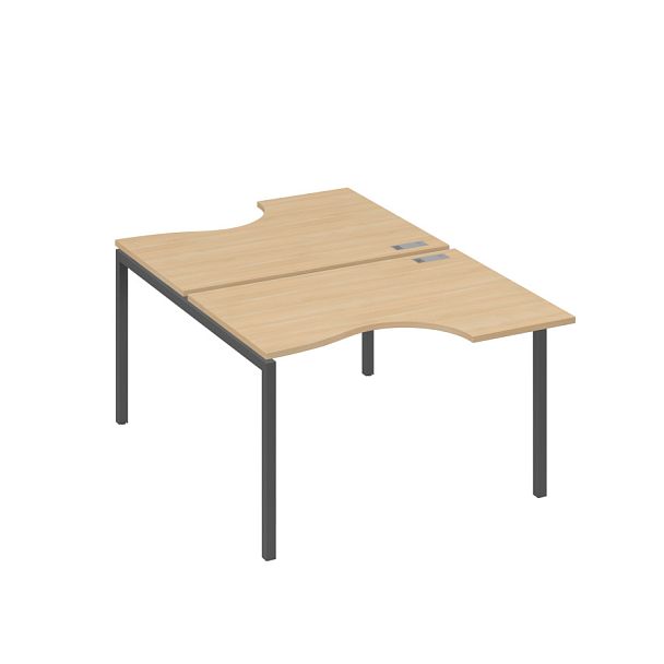 Рабочая станция каркас DUE столы (2х120) Классика A4 А4 Б2 183 БП натуральный дуб / металлокаркас антрацит - Вид 1