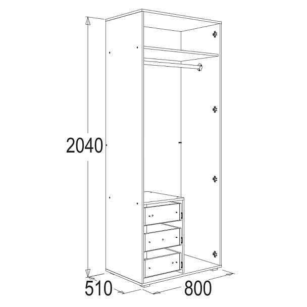 Шкаф 2-х дверный для одежды Омега-16 - Вид 3