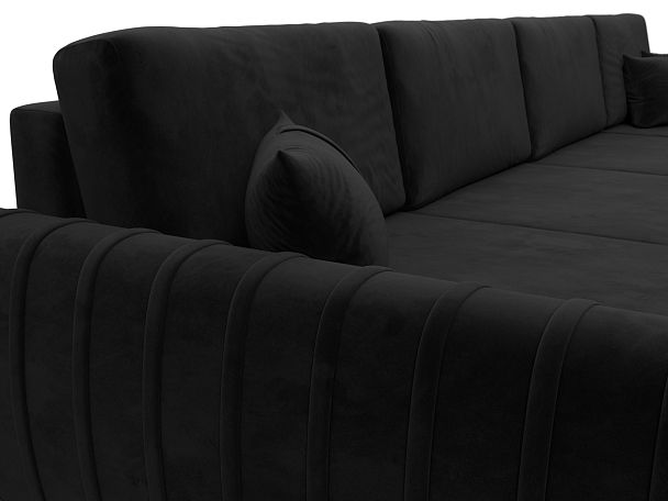 Диван П-образный Лига-057 НПБ Лонг Велюр черный - Вид 4