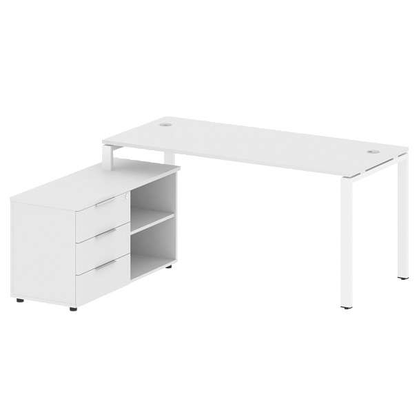 Metal System Р. ст. с тумбой на П-образном м/к БП.РС-СТС-2.4 (L) Белый/Белый металл 1700*1520*750 - Вид 1
