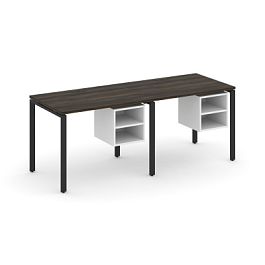 Concept Рабочая станция односторонняя с подвес. тумбами 2 места CN.ORS-105 Дуб Мали/Белый Бриллиант/Металл Черный 1960*720*750 - Фото предпросмотра