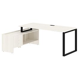 Стол с тумбой EQCT 19814 Ясень Траун/Черный 1960х1400х750 EDIS - Фото предпросмотра