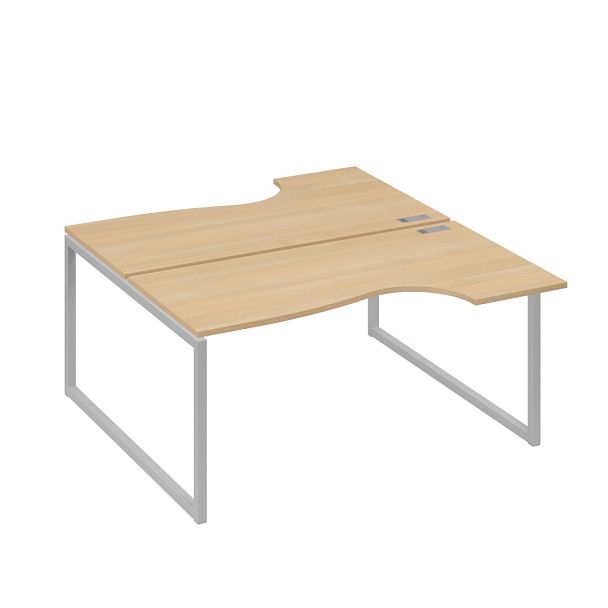 Рабочая станция (2х160) столы Классика опоры QUATTRO A4 А4 Б4 185 БП натуральный дуб / металлокаркас серый - Вид 1