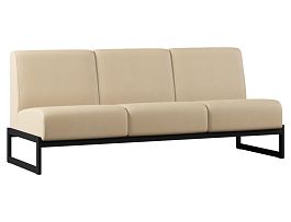 Диван Everprof Solo трехместный Металл Черный Экокожа Бежевый - Фото предпросмотра