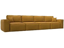 Диван прямой Лига-081 НПБ МегаЛонг Велюр желтый - Фото предпросмотра