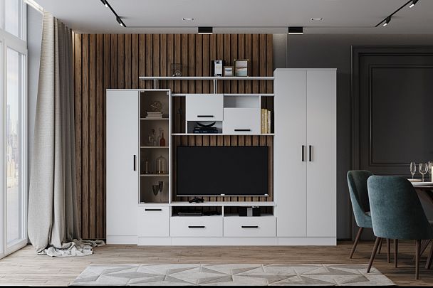 Гостиная Оскар-5 (1920х2500х450) белый - Вид 1