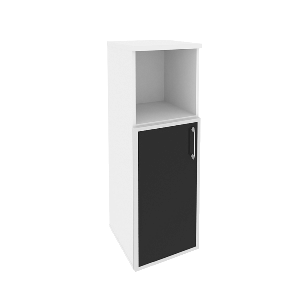 Onix Шкаф средний узкий левый O.SU-2.2 R (L) black Белый бриллиант/Стекло black 400*420*1207 - Вид 1