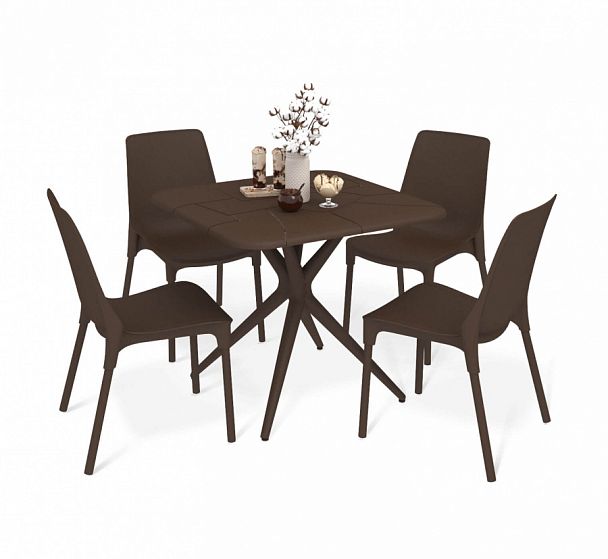 Обеденная группа Sheffilton SHT-DS206 коричневый/коричневый муар - Вид 1