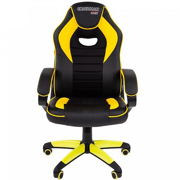 Кресло CHAIRMAN GAME 16, экокожа, черный/желтый - Вид 2