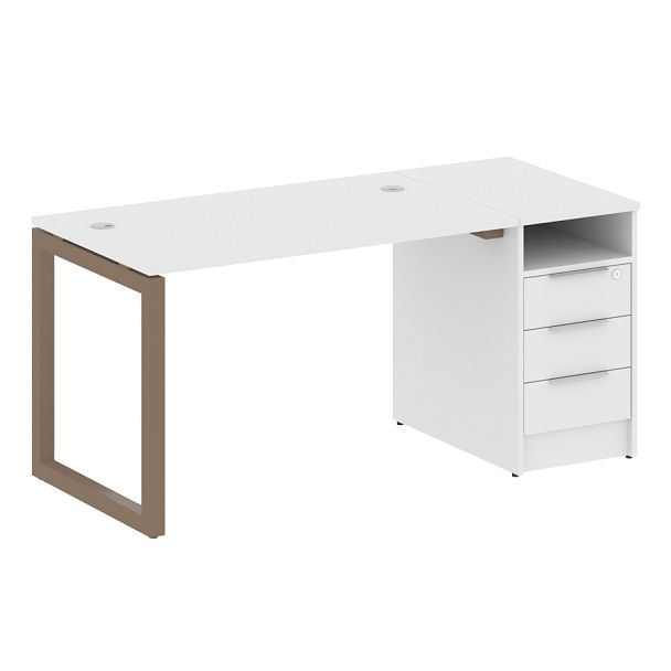 Metal System Quattro Р. ст. с тумбой на О-образном м/к 50БО.РС-СТП-1.2 Белый/Мокко металл 1612*720*750 - Вид 1