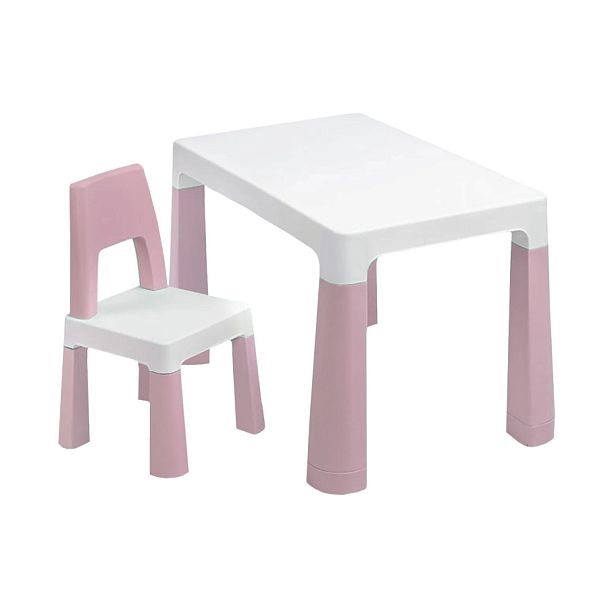 Стол детский + стул BRABIX KIDS CS-003, 2-7 лет, пластик белый + розовый, 533291 - Вид 1