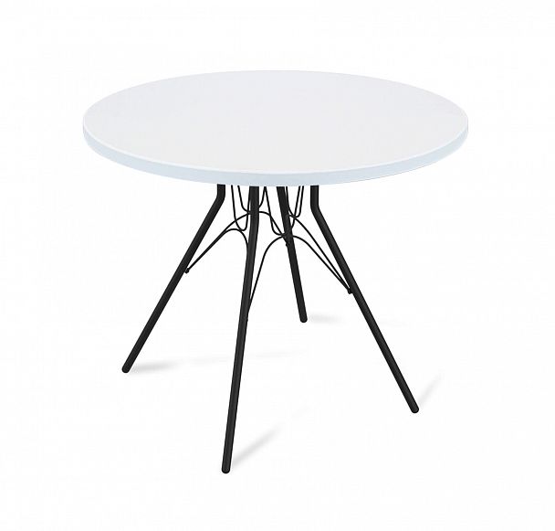 Стол Sheffilton SHT-TU34-P/80 МДФ обеденный черный муар/белоснежная шагрень - Вид 1