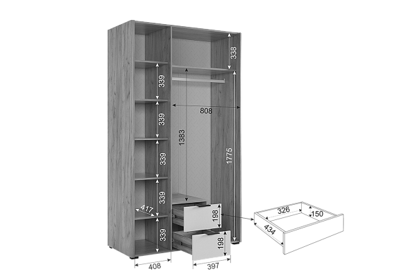 Адам Шкаф трехдверный (зеркало) MSA-05.2564 - Вид 4