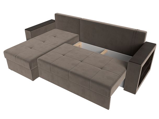 Диван угловой Дубай Лайт угол левый (полностью велюр коричневый) - Вид 8