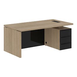 Стол письменный СП-064-25-25(R) Дуб Натуральный/Черный глянец 1800х900х750 KANON - Фото предпросмотра