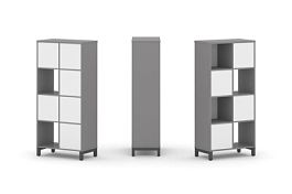 Стайл Проджект Набор стеллажа одностороннего, 4 яруса SN.NS-421 Серый Пепел/Белый/Металл Антрацит 75 - Фото предпросмотра