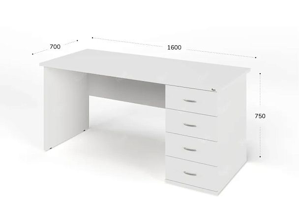 ЛАЙТ / LIGHT RLG008-16x7R Однотумбовый стол 160x70x75 Белый - Вид 3