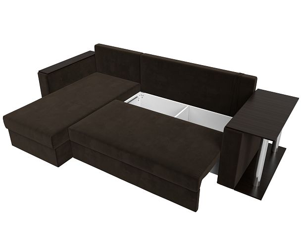 Угловой диван Атланта Лайт левый (полностью микровельвет коричневый) - Вид 7