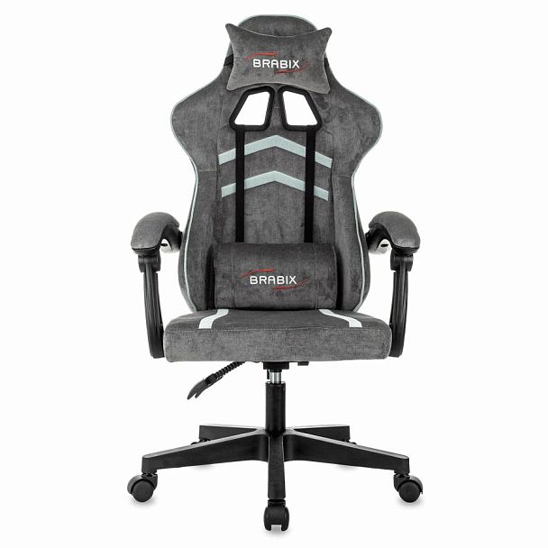 Кресло компьютерное BRABIX "Shooter GM-123", 2 подушки, ткань, серое, 533192 - Вид 4
