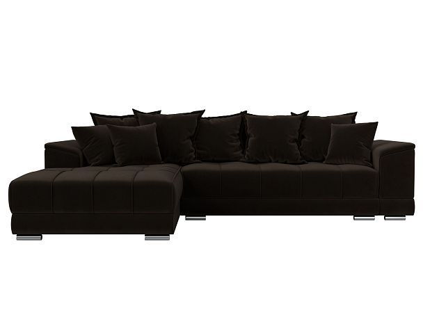 Угловой диван НордСтар левый угол Микровельвет коричневый - Вид 2