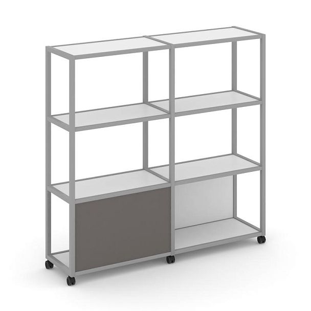 Shelf Mobile Стеллаж 4 уровня 2 секции VR.LT-STK-413.12 Белый Бриллиант/Металл Серый/W-26 2370*400*1523 - Вид 1