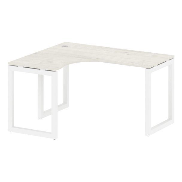 Metal System Quattro Стол криволинейный левый на О-образном м/к 50БО.СА-3 (L) Дуб наварра/Белый металл 1400*1200*750 - Вид 1
