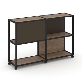 Shelf Mobile Стеллаж 3 уровня 2 секции VR.LT-STK-313.06 Дуб Аризона/Металл Черный/W-25 1170*400*1046 - Фото предпросмотра