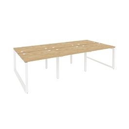 Onix Рабочая станция на О-образном м/к O.MO-D.RS-6.1.7 Тиквуд светлый/Белый металл 2940*1475*750 - Фото предпросмотра