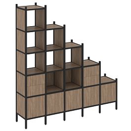 Loft Прямой стеллаж наборный VR.L-23 Дуб аризона/Чёрный металл 2110*446*2280 - Фото предпросмотра