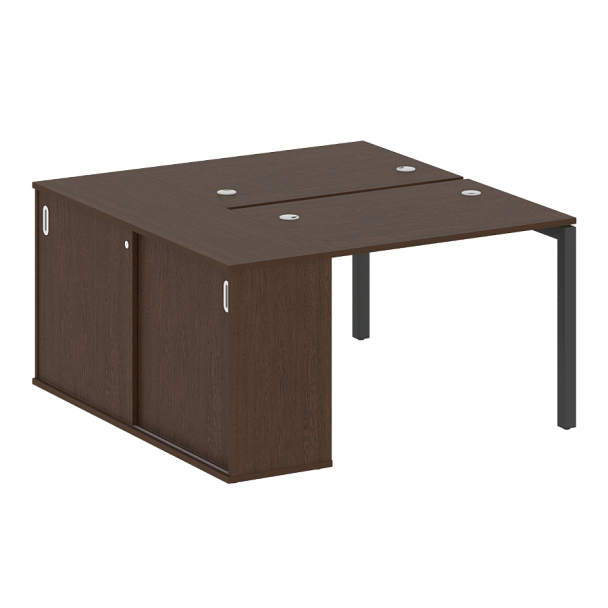 Metal System Quattro Р. ст. с шкафом-купе на П-образном м/к 50БП.РС-СШК-1.1 Т Венге/Антрацит металл 1410*1475*750 - Вид 1