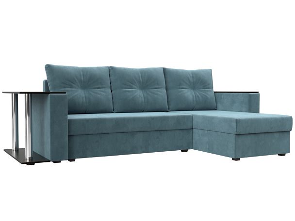 Угловой диван Атланта Лайт правый (полностью Велюр бирюзовый) - Вид 1