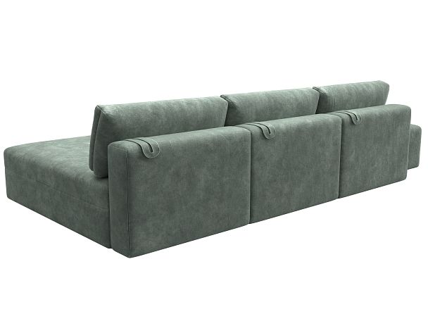 Диван угловой модульный с пуфом Лига-060 НПБ Лонг угол универсальный Велюр зеленый - Вид 5