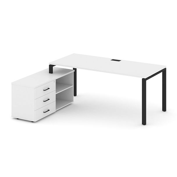 Style Project Direct Direct Стол письменный с греденцией левой SN-6P.SRG-014.M(L) Белый/Металл Черный 1780*1480*750 - Вид 1