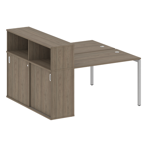 Metal System Quattro Р. ст. с шкафом-купе на П-образном м/к 40БП.РС-СШК-2.2 Т Вяз/Серый металл 1610*1475*1098 - Вид 1