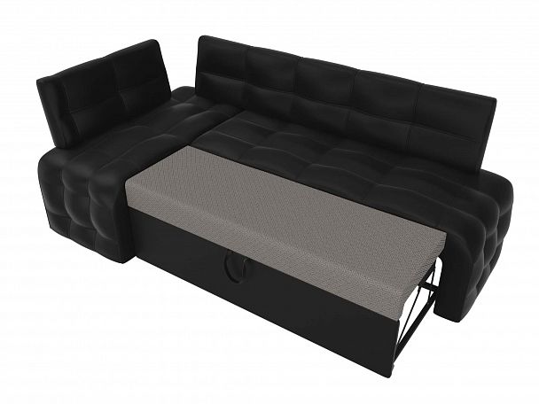 Кухонный угловой диван Люксор левый (полностью экокожа черная) - Вид 5