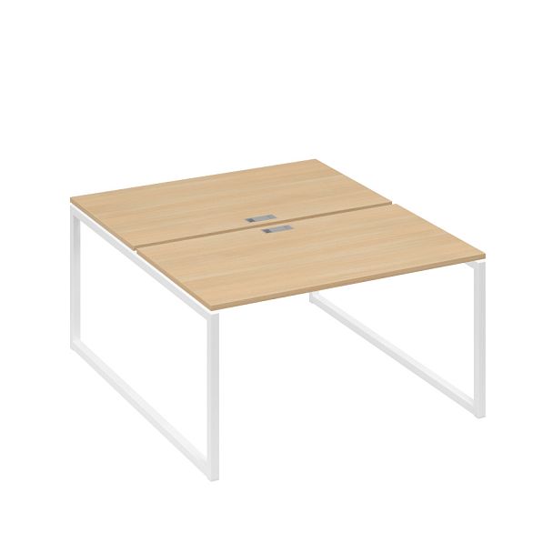 Рабочая станция QUATTRO (2х140) опоры металлокаркас A4 А4 Б4 177 БП натуральный дуб / металлокаркас белый - Вид 1