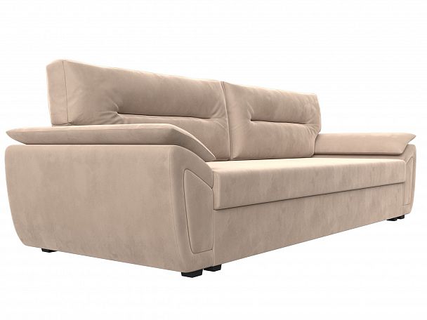 Прямой диван Нэстор Лайт (полностью велюр бежевый) - Вид 3