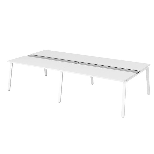 Рабочая станция на металлокаркасе с щетками "Столы для персонала"  ПК-ТНП-СР320Х160Н4/МКА/БЭ/КК-В2-1051 белый - Вид 1