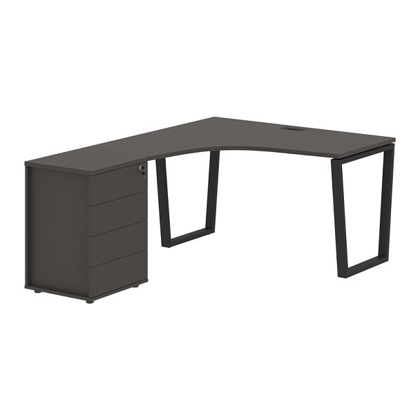 Стол эргономичный с тумбой EVCET 1318(L) Мокко/Черный 1360х1880х750 EDIS - Вид 1