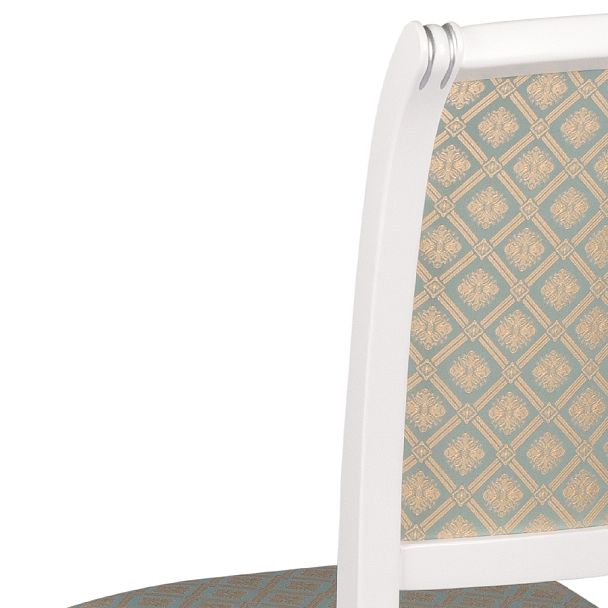 Стул деревянный с мягким сиденьем Арктос Белый с серебряной патиной/Бирюзовый жаккард - Вид 10