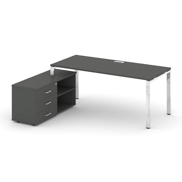 Стайл Проджект Директ Люкс / Style Project Direct Lux Стол письменный с греденцией левой M-SN-6P.SRG-026.M(L) Антрацит/Нержавеющая Сталь/Хром 1980*800*750 - Вид 1