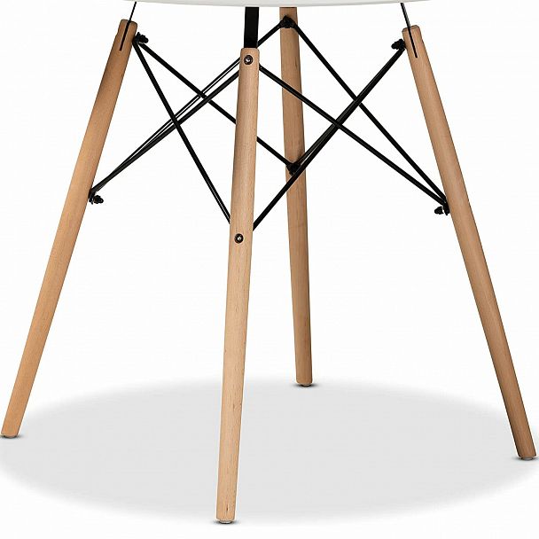 Стол обеденный BRABIX "Eames T-01", круглый диаметр 80 см, опоры дерево, пластик белый, 532633 - Вид 4