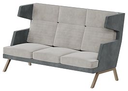 Aldo Диван трёхместный высокий ALD-03 Storm 022/Storm 017/Металл Капучино 2010*960*1180 - Фото предпросмотра